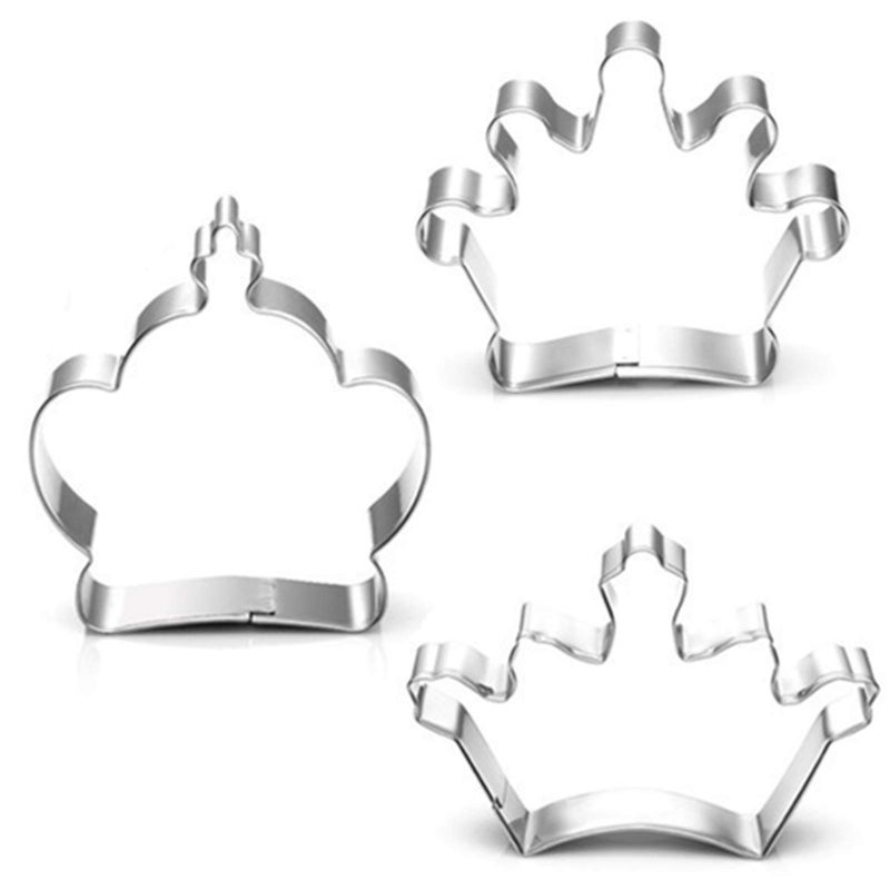 Comais Crown Cookie Cutter Set of 3 pcs, Stainless Steel Princess Crown Shaped Fondant Cutters Baking Molds - Image 4